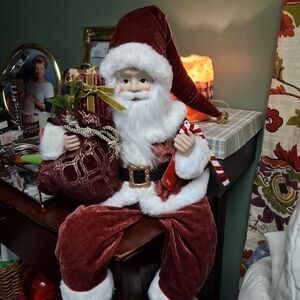 Velvet Santa Claus with Gift Bag